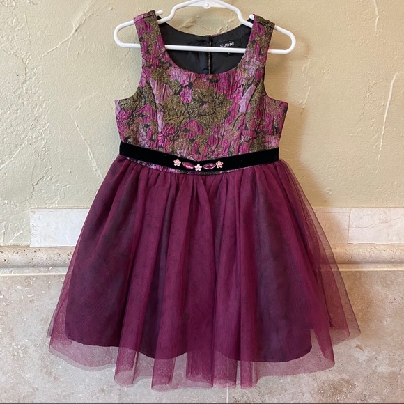 Zunie Other - Zunie Dark Red Purple Embellished Girls Dress sz 4